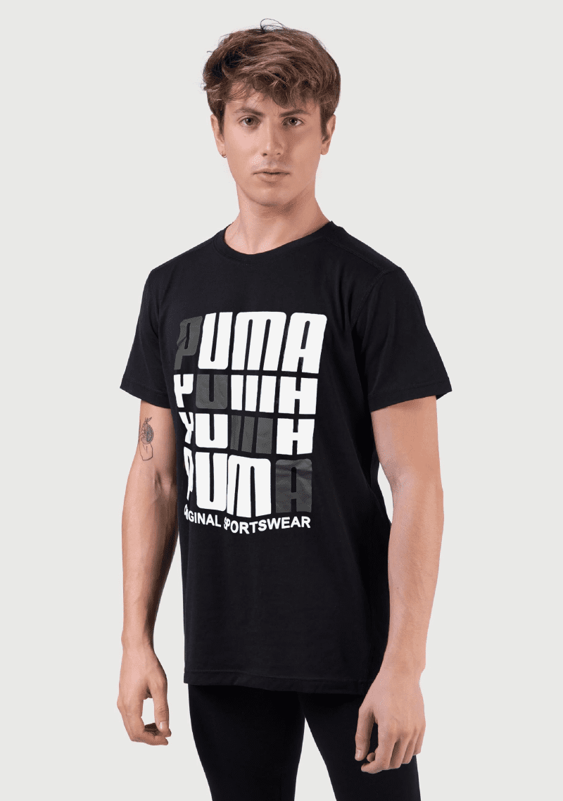 PumaRepeatBrandGraphicMensBlackTee br 85337801