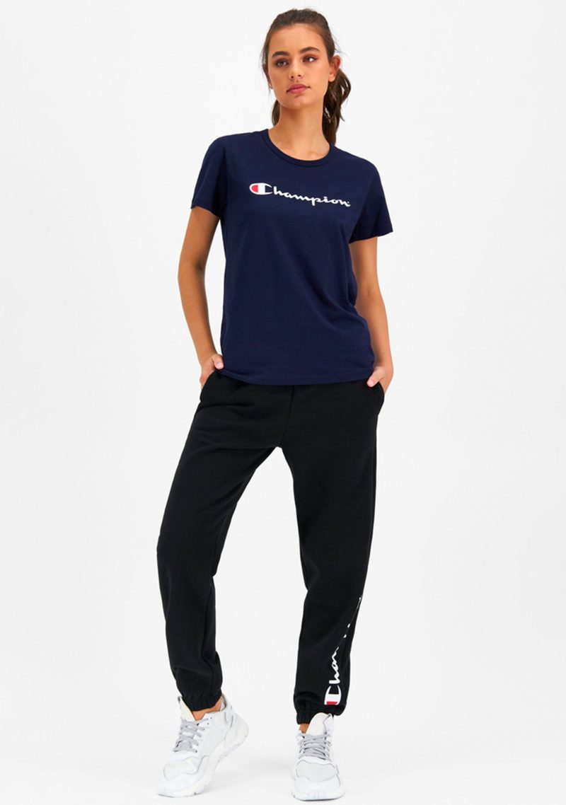 SHOPIFY 0000s 0000 CHAMPIONWOMENSSCRIPTSHORTSLEEVETEECVRGNNAV 3