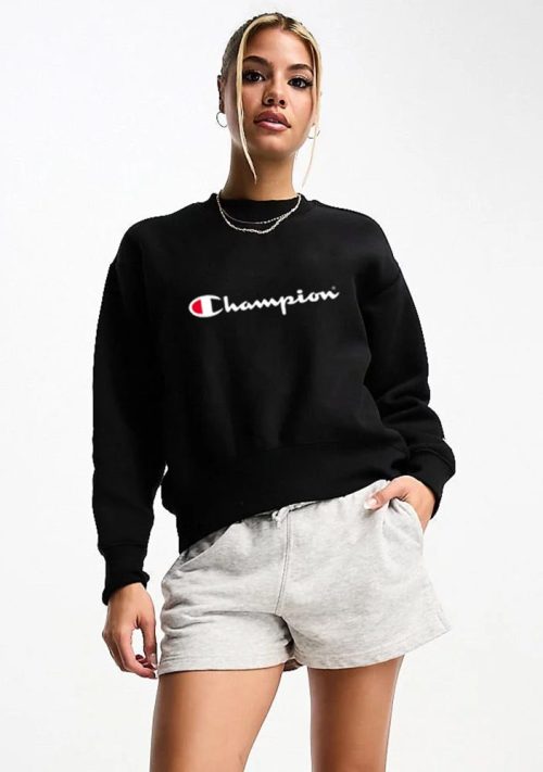 SHOPIFY 0001 CHAMPION WOMENS BLACK SCRIPT CREW 2