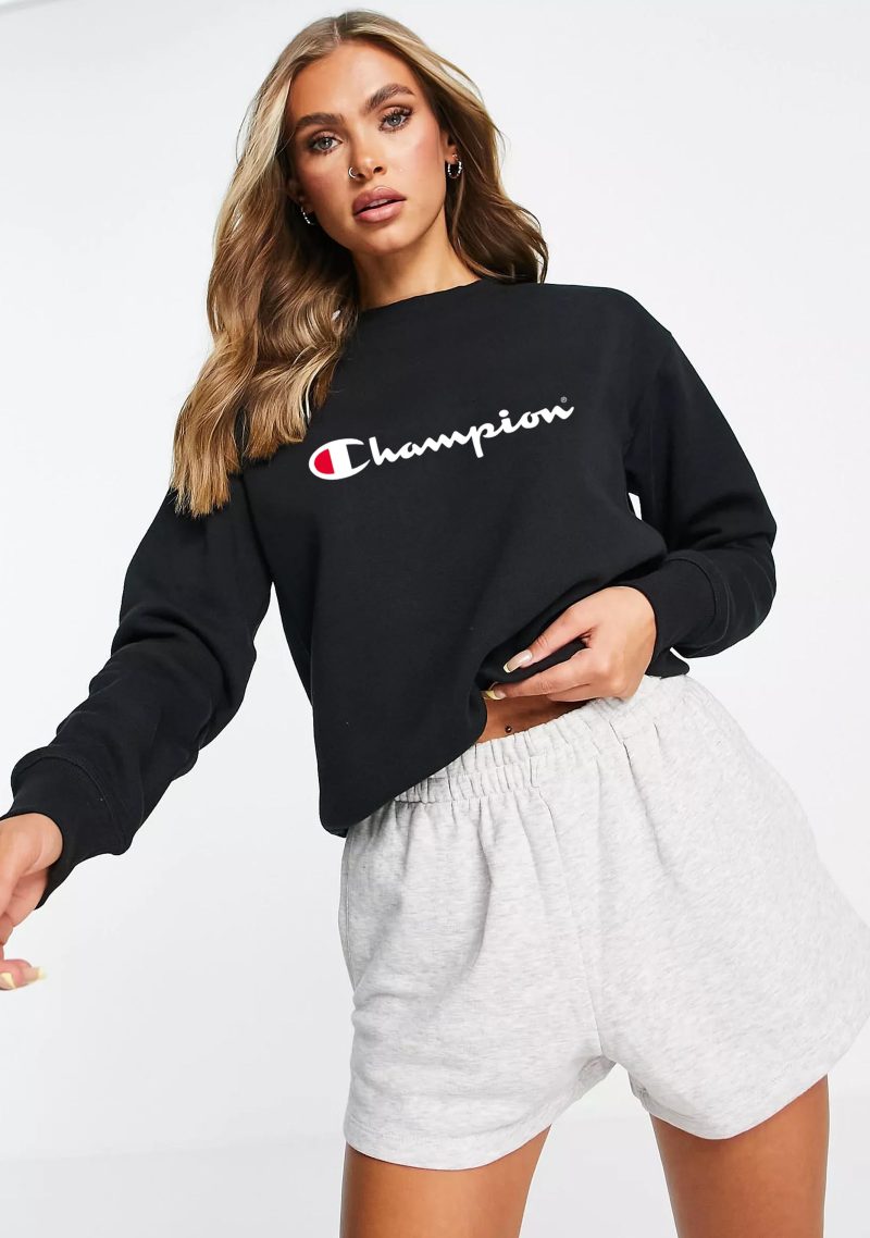 SHOPIFY 0002 CHAMPION WOMENS BLACK SCRIPT CREW 5