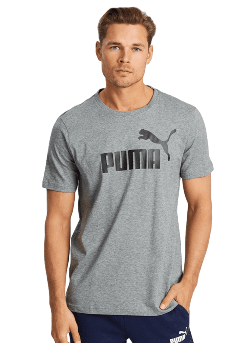 puma essentials logo tee mens grey 85174003